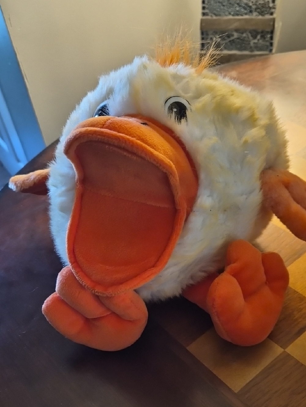 Plush Duck Hand Puppet - White and Orange
